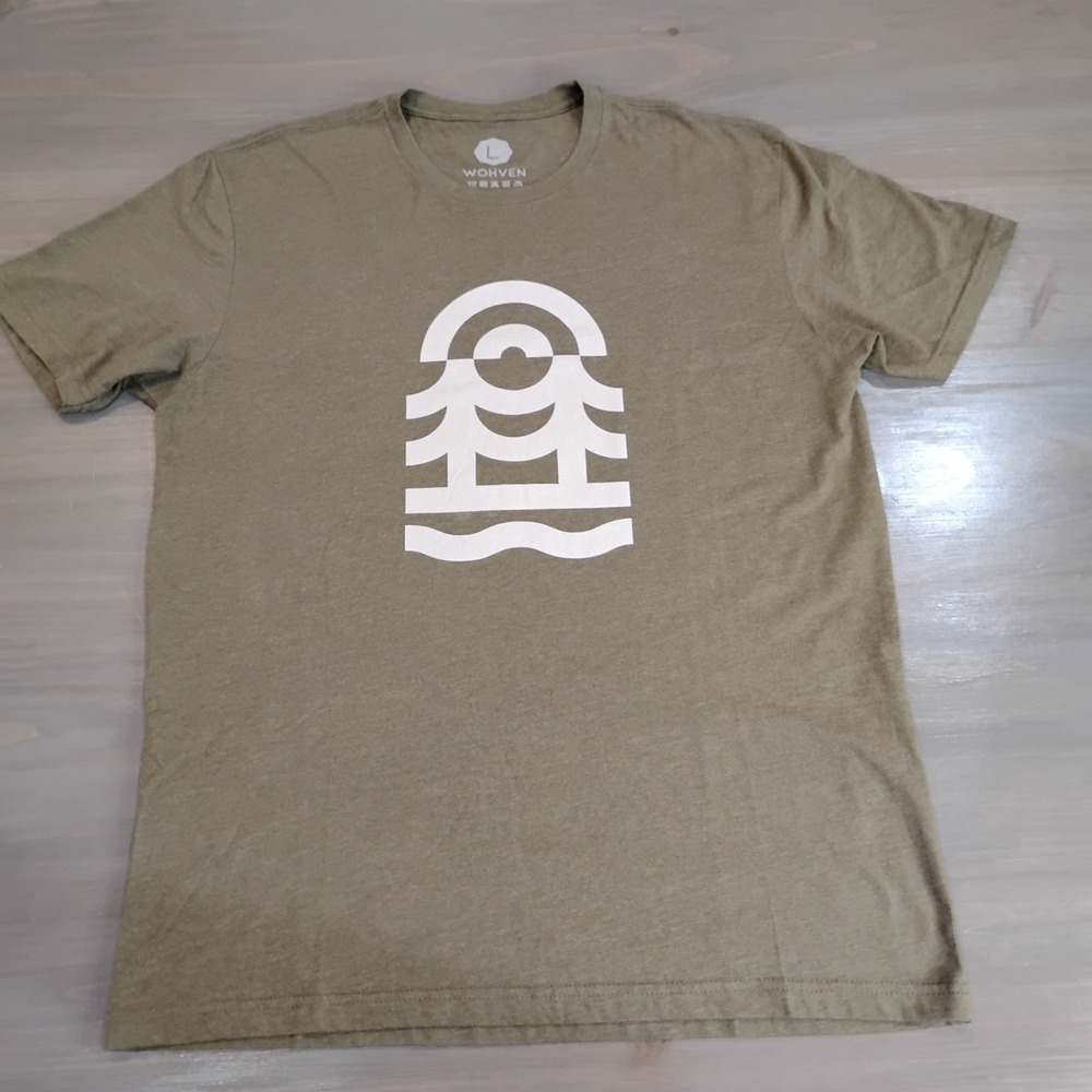 Wohven Tree Hiking Outdoors Print T-Shirt Men's Large Olive Short Sleeve Crew